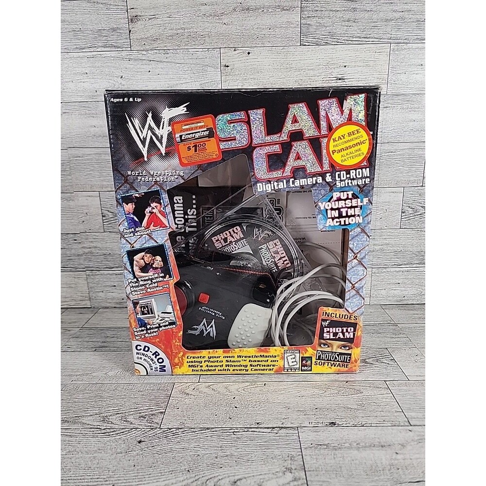 WWF WWE Slam Cam Digital Camera & CD Software w/ Box Vintage 1999 y2k